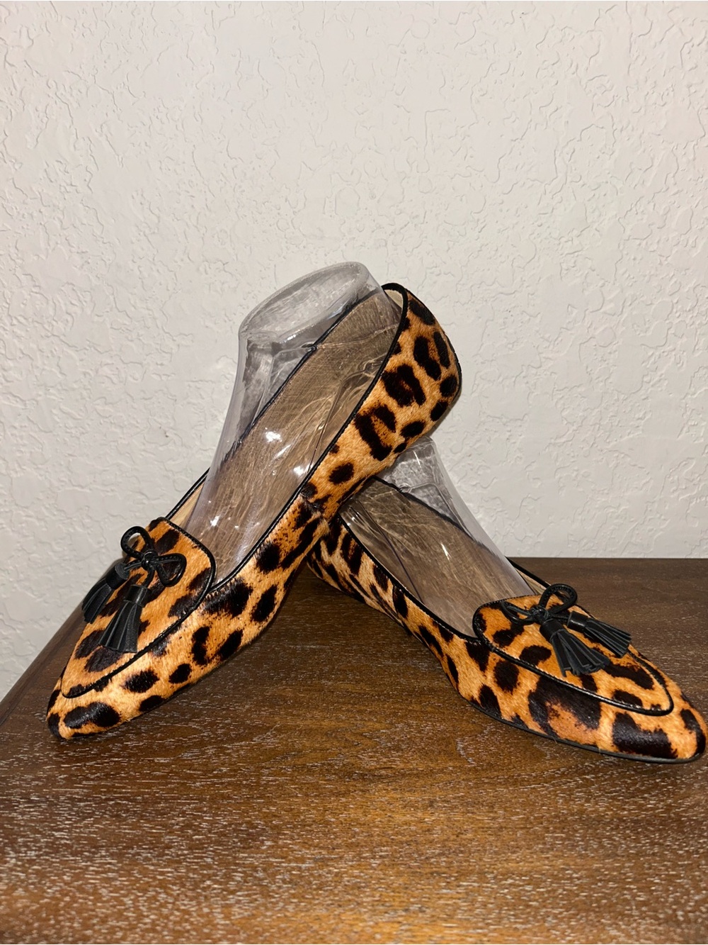 Talbots Francesca Animal Print Tassel Tie Slip On Driver Moccasin Loafer Shoes